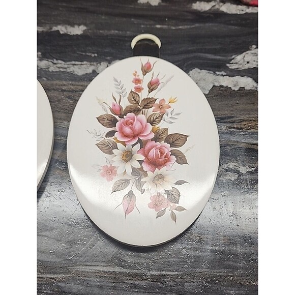 Vintage  Bicraft Loustries Pottery Wall Trivets Set Of 2 From 80's Artwork 6x4.5 - Picture 2 of 5